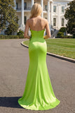 Groene meermin strapless 3D Bloemen Maxi jurk met split