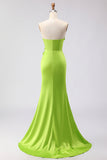 Groene meermin strapless 3D Bloemen Maxi jurk met split