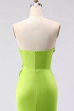 Groene meermin strapless 3D Bloemen Maxi jurk met split