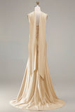 Champagne strapless zeemeermin-kralenbezet converteerbare lange galajurk