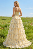 Roze bloemen strapless A-lijn korsetprint met kralenprint lange galajurk met ruches en ruches