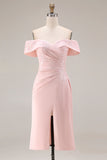Blozen Roze Schede Off The Shoulder Moeder Van De Bruid Jurk Met Split
