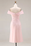 Blozen Roze Schede Off The Shoulder Moeder Van De Bruid Jurk Met Split