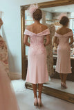 Blozen Roze Schede Off The Shoulder Moeder Van De Bruid Jurk Met Split