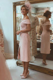 Blozen Roze Schede Off The Shoulder Moeder Van De Bruid Jurk Met Split