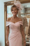 Blozen Roze Schede Off The Shoulder Moeder Van De Bruid Jurk Met Split