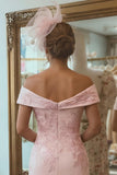Blozen Roze Schede Off The Shoulder Moeder Van De Bruid Jurk Met Split