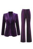 Fluweel 2-delige Plum Peak revers Single Breasted damespakken