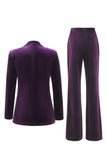 Fluweel 2-delige Plum Peak revers Single Breasted damespakken