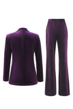 2-delige plum velvet peak revers enkelvoudige damespakken