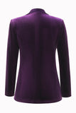2-delige plum velvet peak revers enkelvoudige damespakken