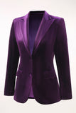 Fluweel 2-delige Plum Peak revers Single Breasted damespakken