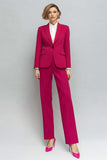 2-delige Peak Lapel Fuchsia Business Casual Pakken voor dames
