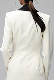 Ivoorkleurige sjaal revers double breasted dames blazer
