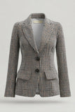 Grijze inkeping revers Slim fit formele blazer voor dames