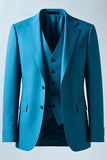 Peacock Blue Notched Lapel 2-delige herenpakken