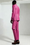 Donkerroze piekrevers met één knop voor heren galapakken