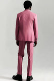 Grijs Roze Peak Revers Single Breasted 3-delige Mannen Formele Pakken