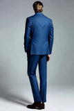 Donkerblauwe piek revers Double Breasted Heren Blazer