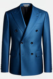Donkerblauwe piek revers Double Breasted Heren Blazer