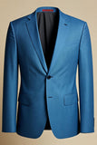 Blauw Grijs Revers Single Breasted Heren Blazer
