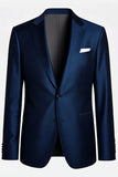 Marineblauwe inkeping revers Single Breasted mannen formele blazer