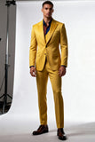 Peak Lapel 2-delige Single Breasted Yellow Heren Formele Pakken