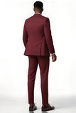 Burgundy Peak Lapel 2-delige Single Breasted herenpakken