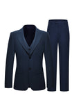 3-delige Single Breasted Slim Fit Peak Lapel marineblauwe herenpakken