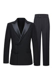 Slim Fit Peak Revers 2-delig Zwart herenpak