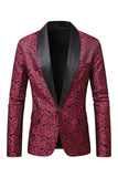 Donkerrode jacquard sjaal revers heren prom blazer