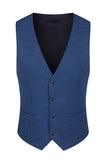 Peacock Blue Peak Revers One Button 3-delige herenpakken