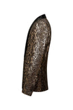 Sprankelende gouden sjaal revers heren prom blazer
