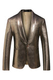 Gouden Metallic Sjaal Revers Heren Prom Blazer