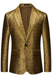 Sprankelende gouden inkeping revers textuur Prom Blazer