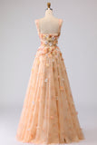 Champagne Off The Shoulder Bloemen A-Line Convertible Lange Galajurk