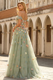 Champagne Off The Shoulder Bloemen A-Line Convertible Lange Galajurk