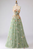 Champagne Off The Shoulder Bloemen A-Line Convertible Lange Galajurk