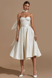Ivoor Sweetheart A Line Midi Trouwjurk met Riem