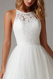 Witte A Line Lace Midi Courthouse trouwjurk