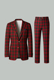 Rood Zwart Geruite Revers 2-delige Heren Prom Suits