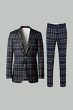 Zwart Geel Raster Revers 2-delige Heren Prom Suits