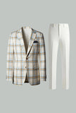 Blauw Groen Raster Revers 2-delige Heren Prom Suits
