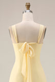 Citroen Sorbet A Line Chiffon Convertible Lange Bruidsmeisjesjurk met split