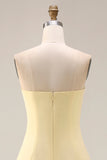 Citroen Sorbet A Line Chiffon Convertible Lange Bruidsmeisjesjurk met split