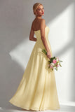 Citroen Sorbet A Line Chiffon Convertible Lange Bruidsmeisjesjurk met split