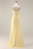 Citroen Sorbet A Line Chiffon Convertible Lange Bruidsmeisjesjurk met split