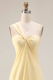 Citroen Sorbet A Line Chiffon Convertible Lange Bruidsmeisjesjurk met split
