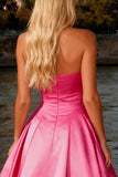 Strapless felroze baljurk Galajurk met strik