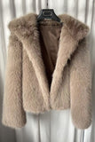 Khaki Hooded Faux Fur Korte Damenjas